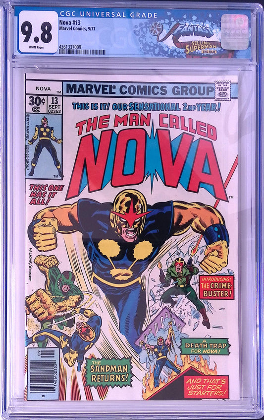 Marvel Nova 13 9/77 FANTAST CGC 9.8 White Pages