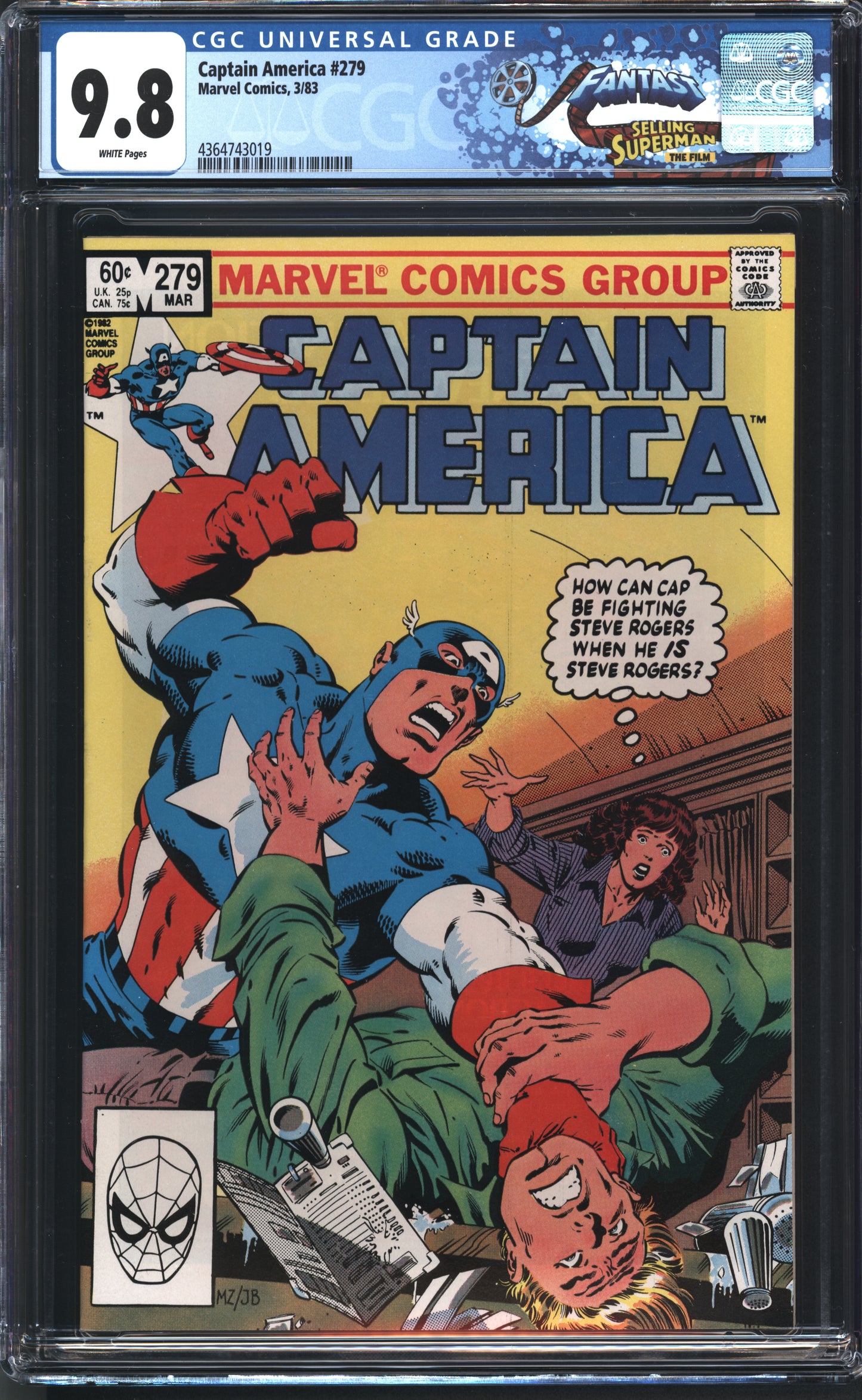 Marvel Captain America 279 3/83 FANTAST CGC 9.8 White Pages