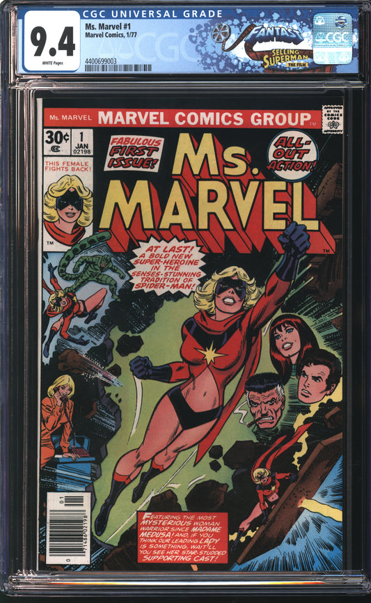 Marvel Ms. Marvel 1 1/77 FANTAST CGC 9.4 White Pages