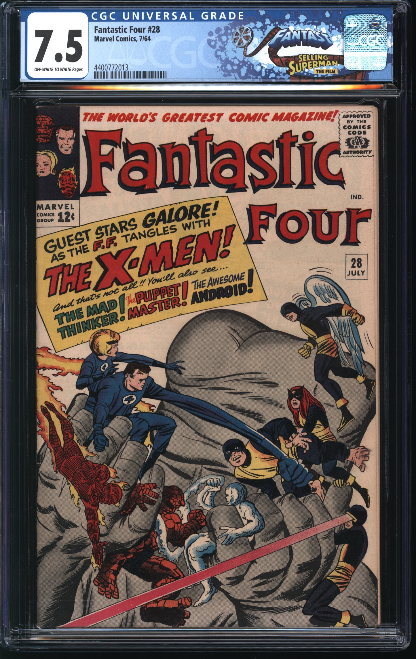 Marvel Fantastic Four 28 7/64 FANTAST CGC 7.5 Off-White to White Pages