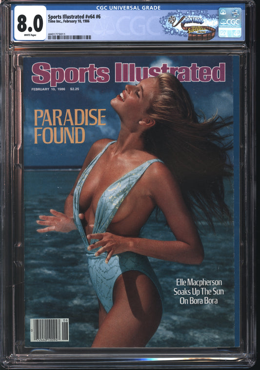 Time Inc. Sports Illustrated v64 #6 2/86 FANTAST CGC 8.0 White Pages