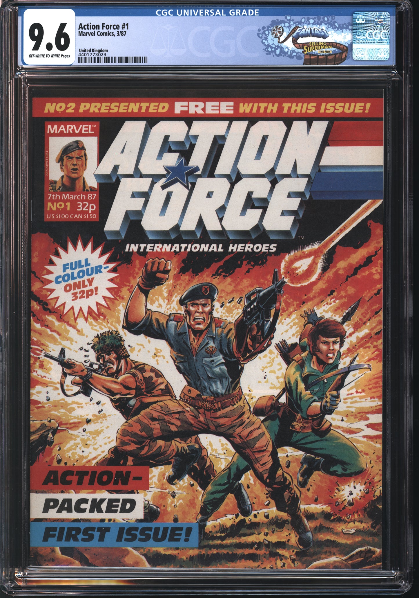 Marvel Comics Action Force #1 Magazine 3/87 FANTAST CGC 9.6 Off-White to White Pages