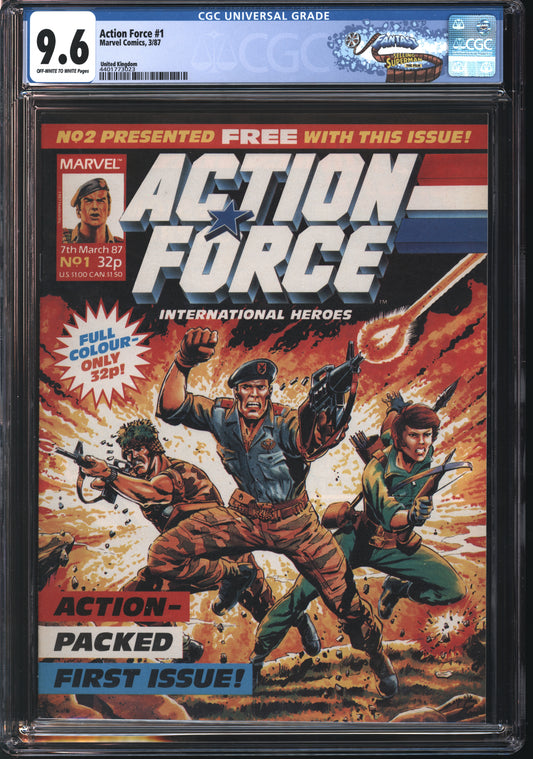 Marvel Comics Action Force #1 Magazine 3/87 FANTAST CGC 9.6 Off-White to White Pages