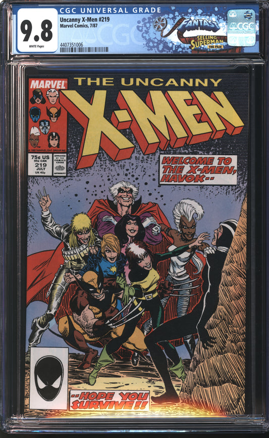 Marvel Uncanny X-men #219 7/87 FANTAST CGC 9.8 White Pages