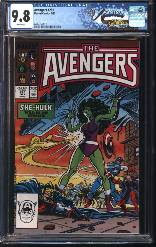 Marvel Avengers 281 7/87 FANTAST CGC 9.8 White Pages