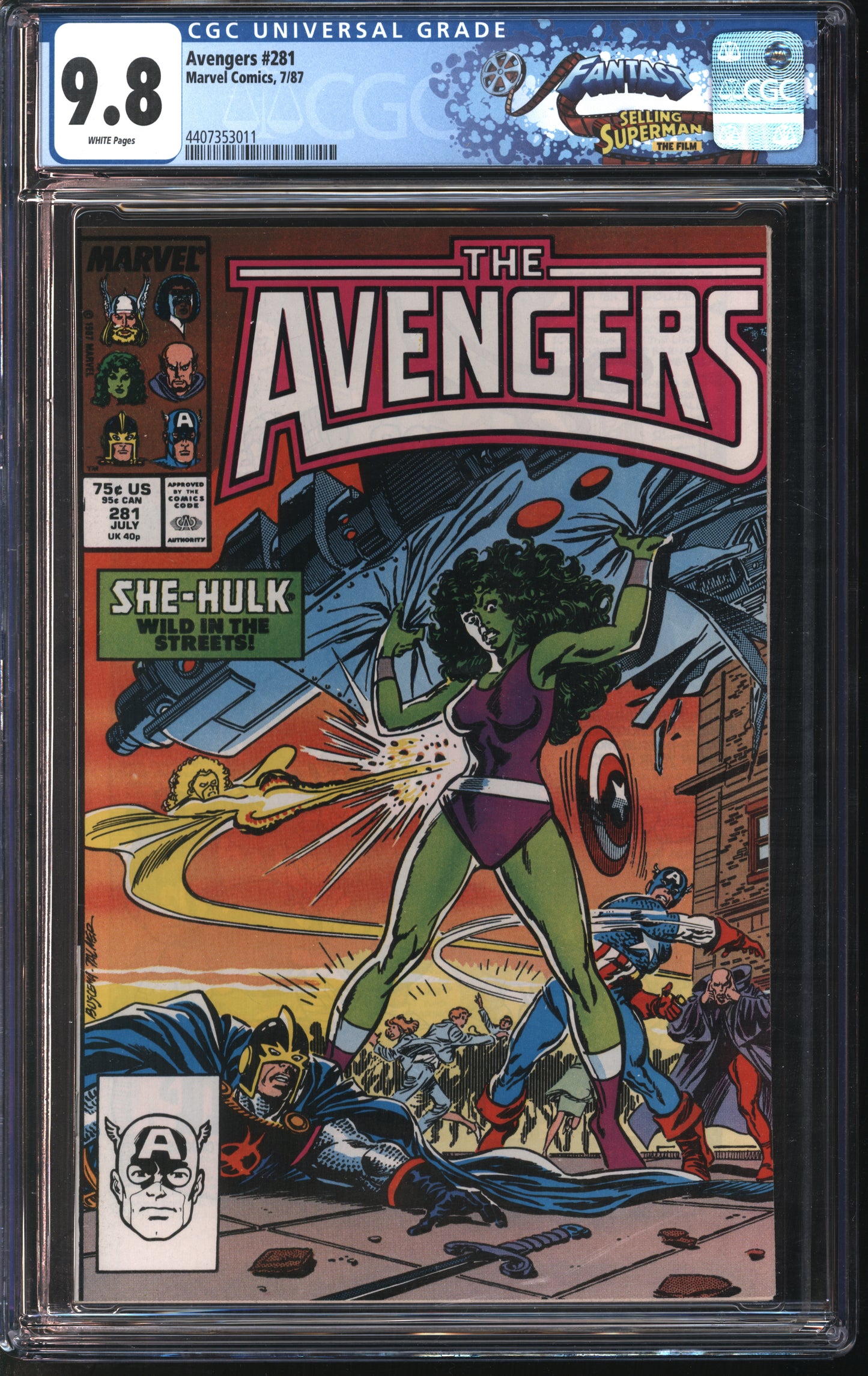 Marvel Avengers 281 7/87 FANTAST CGC 9.8 White Pages