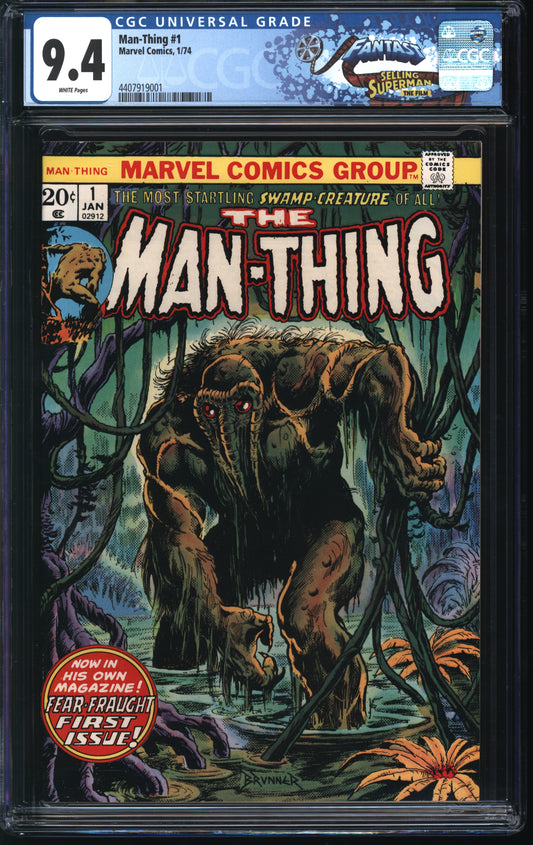 Marvel Man Thing 1 1/74 FANTAST CGC 9.4 White Pages