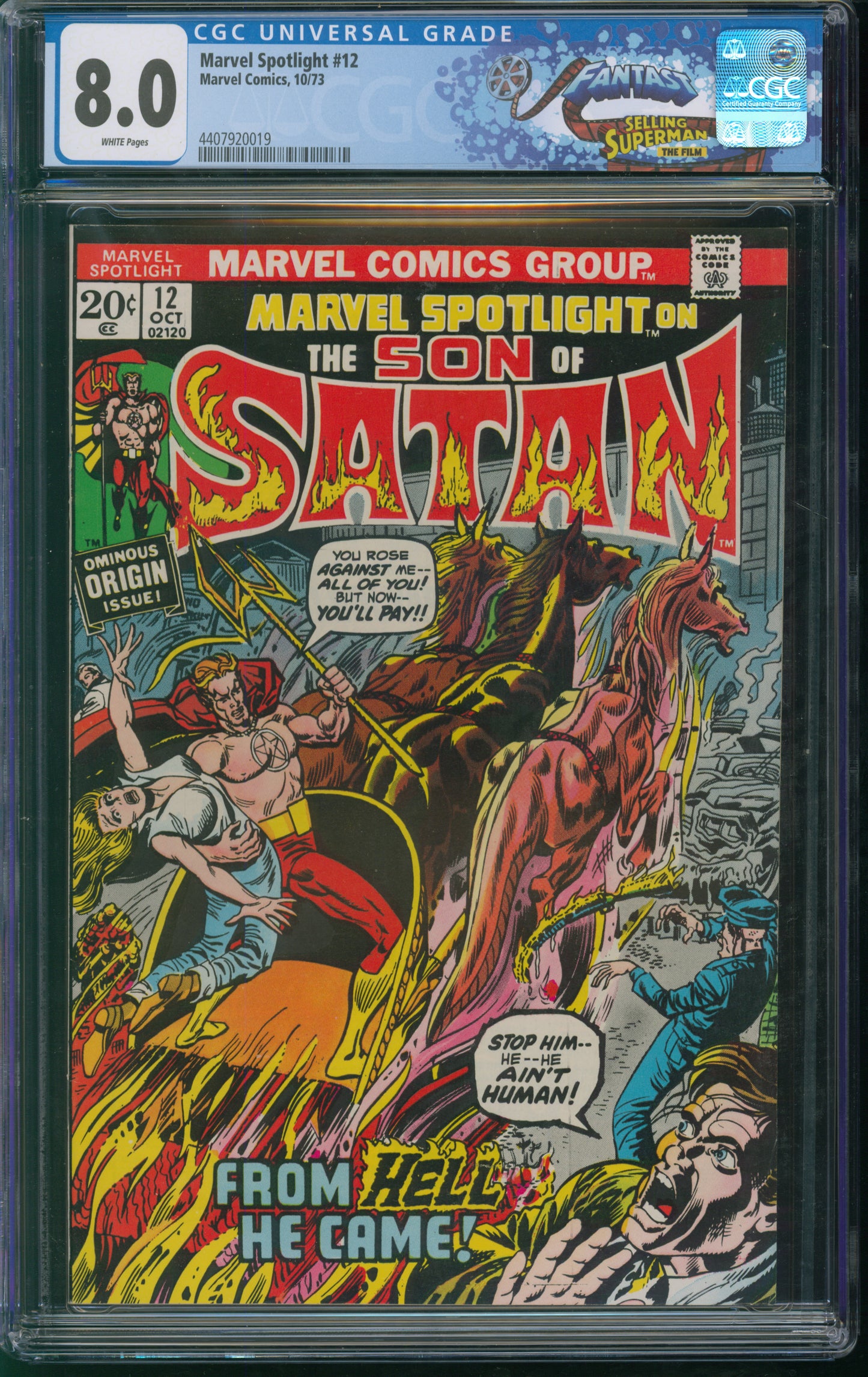 Marvel Comics Marvel Spotlight #12 10/73 FANTAST CGC 8.0 White Pages