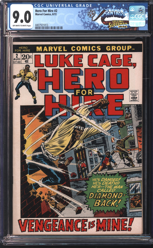 Marvel Hero for Hire 2 8/72 FANTAST CGC 9.0 Off-White to White Pages