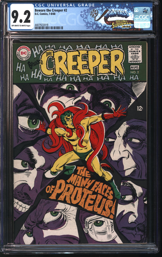 D.C. Comics Beware the Creeper 2 7-8/68 FANTAST CGC 9.2 Off-White to White Pages