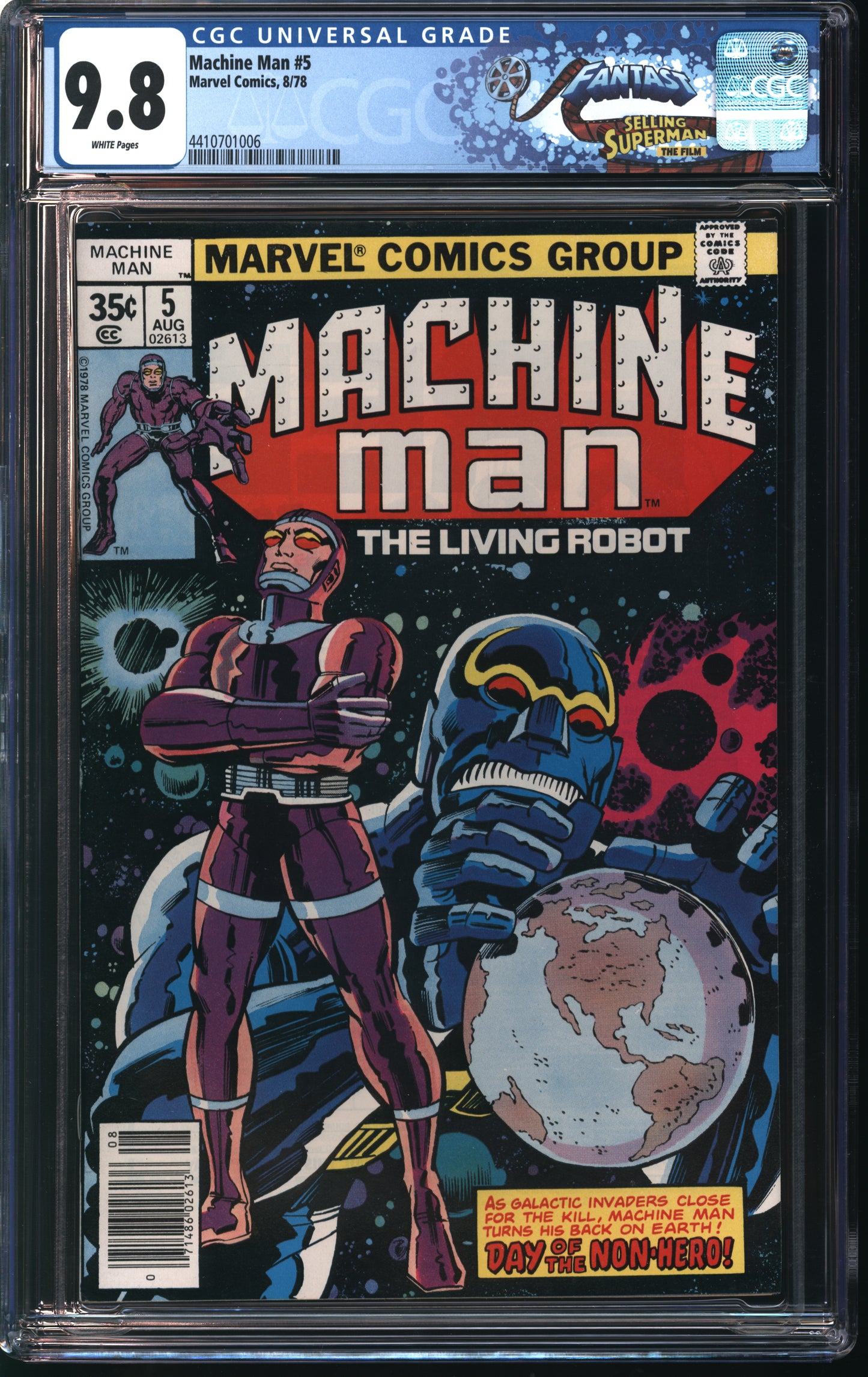 Marvel Machine Man 5 8/78 FANTAST CGC 9.8 White Pages