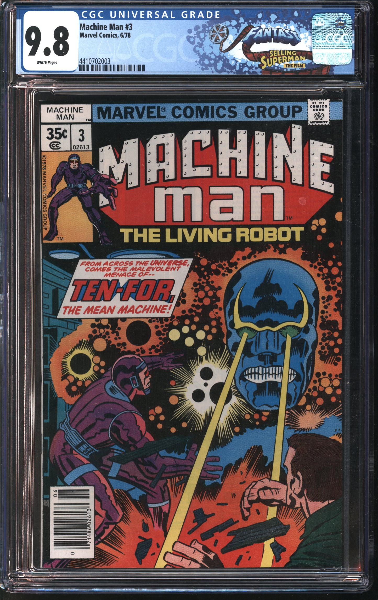 Marvel Comics Machine Man 3 6/78 FANTAST CGC 9.8 White pages