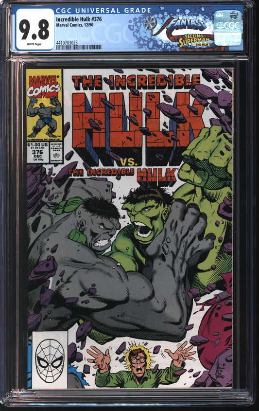 Marvel Incredible Hulk 376 12/90 FANTAST CGC 9.8 White Pages