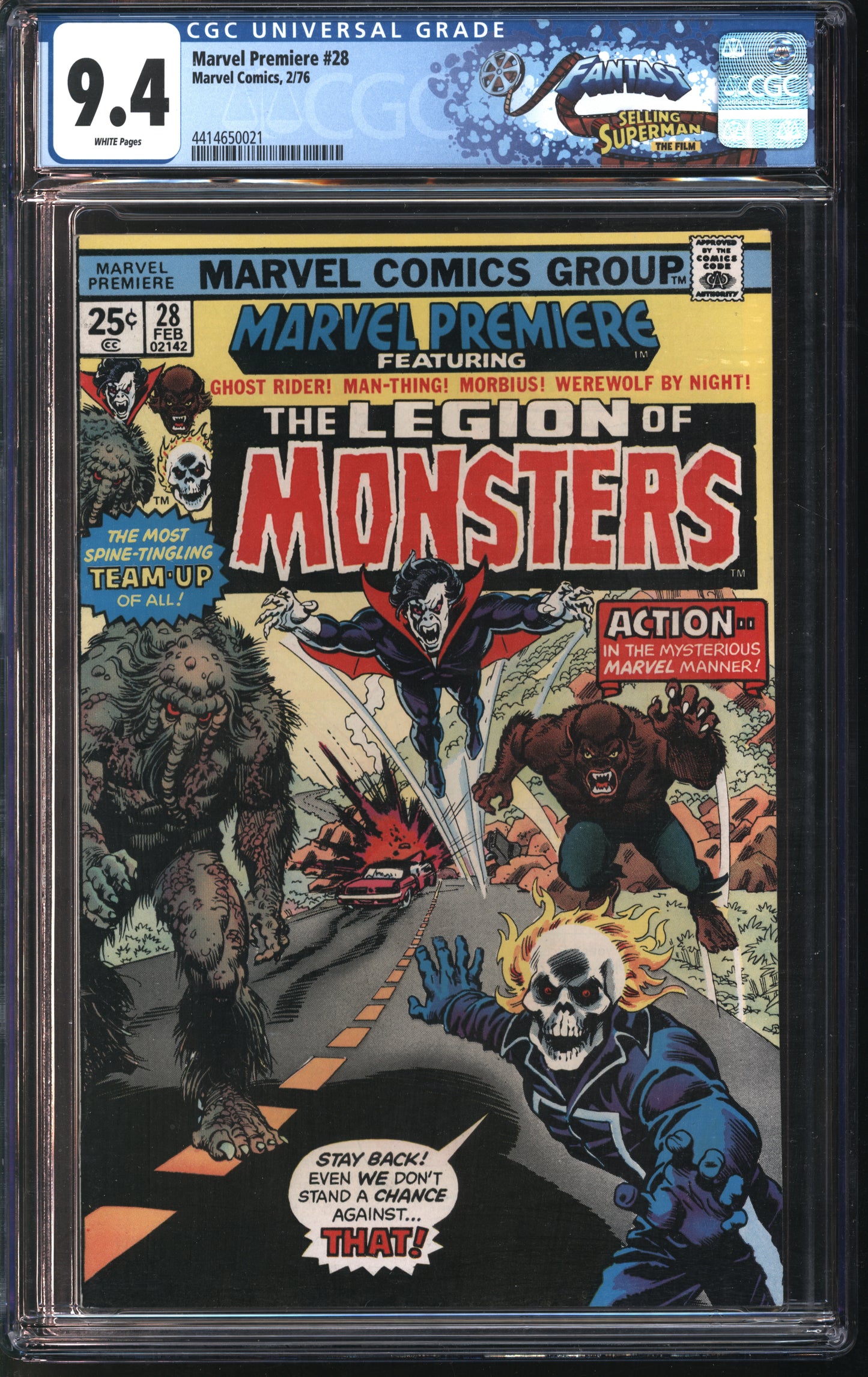 Marvel Comics Marvel Premiere 28 2/76 FANTAST CGC 9.4 White pages