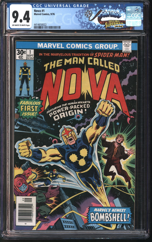 Marvel Comics Nova #1 9/76 FANTAST CGC 9.4 White Pages