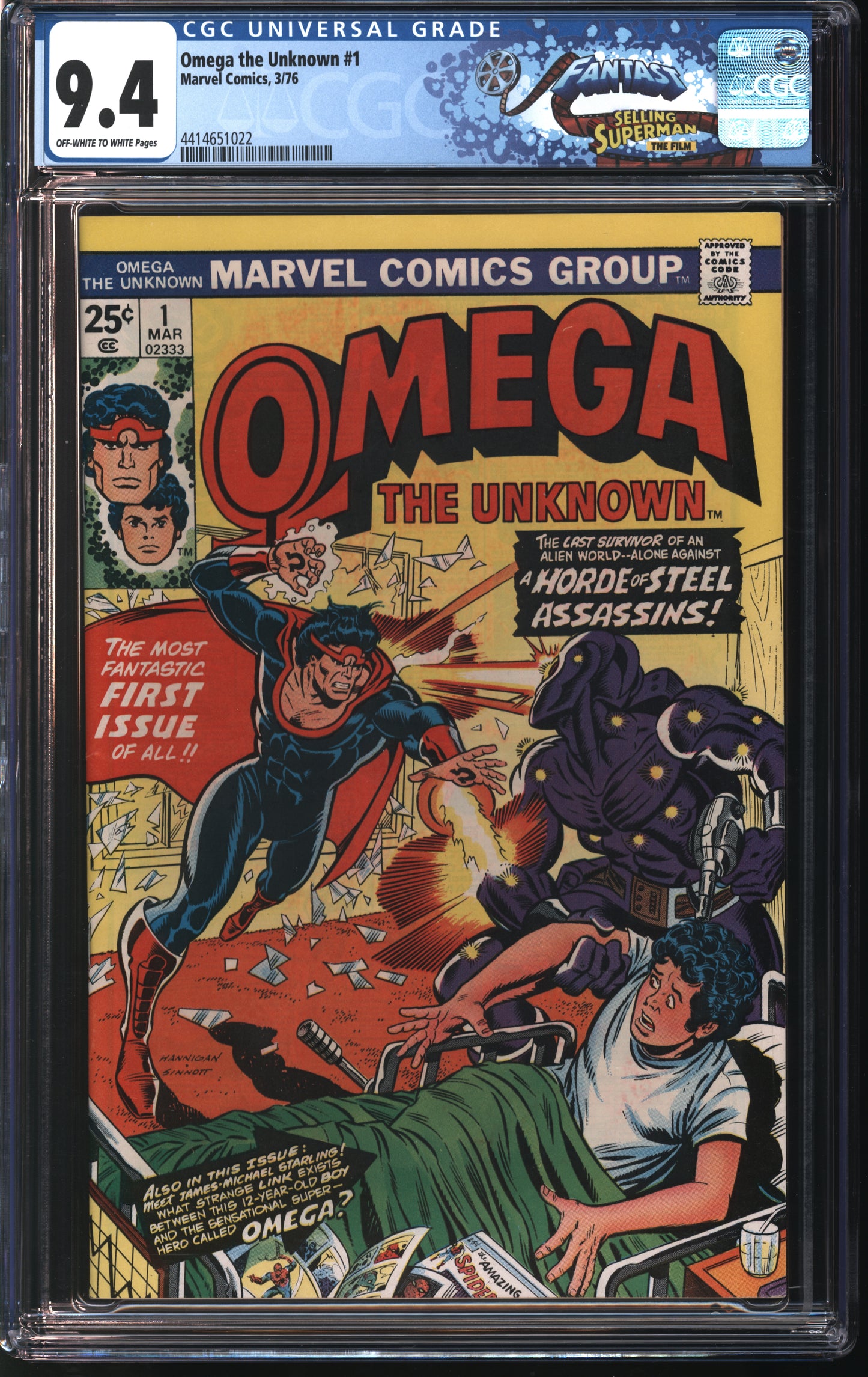 Marvel Omega the Unknown 1 3/76 FANTAST CGC 9.4 Off White to White Pages