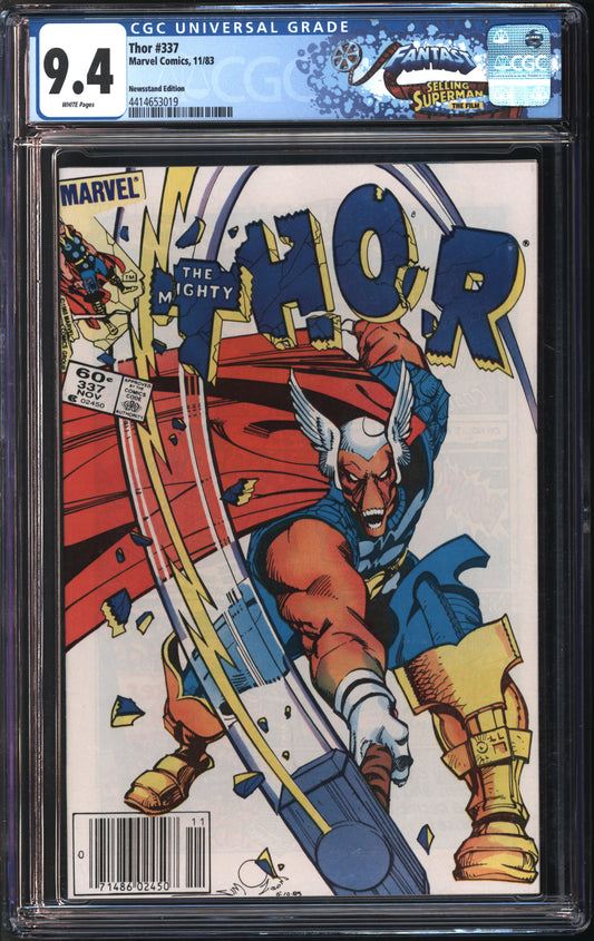 Marvel Comics Thor #337 11/83 FANTAST CGC NEWSSTAND 9.4 White Pages