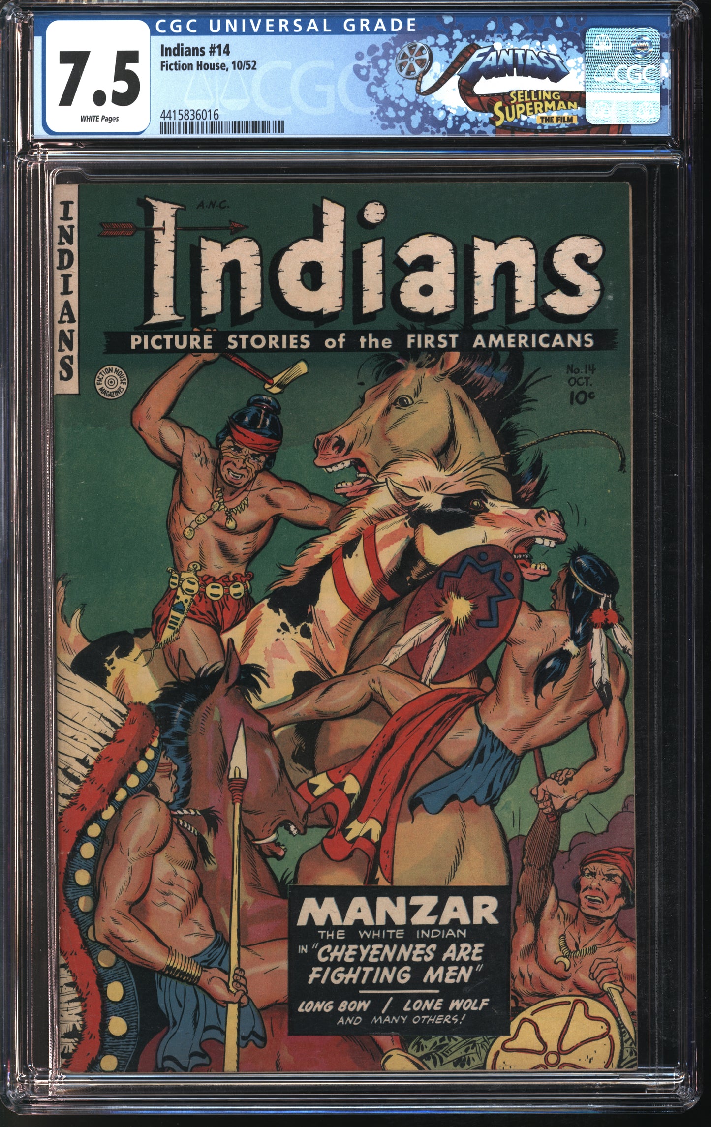 Fiction House Indians #14 10/52 FANTAST CGC 7.5 White Pages