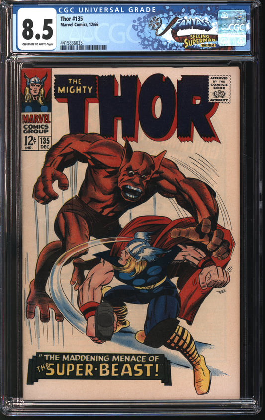 Marvel Comics Thor 135 12/66 FANTAST CGC 8.5 Off White to White Pages