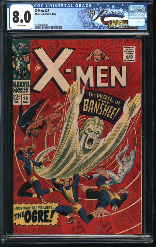 Marvel Comics X-Men 28 1/67 FANTAST CGC 8.0 White Pages