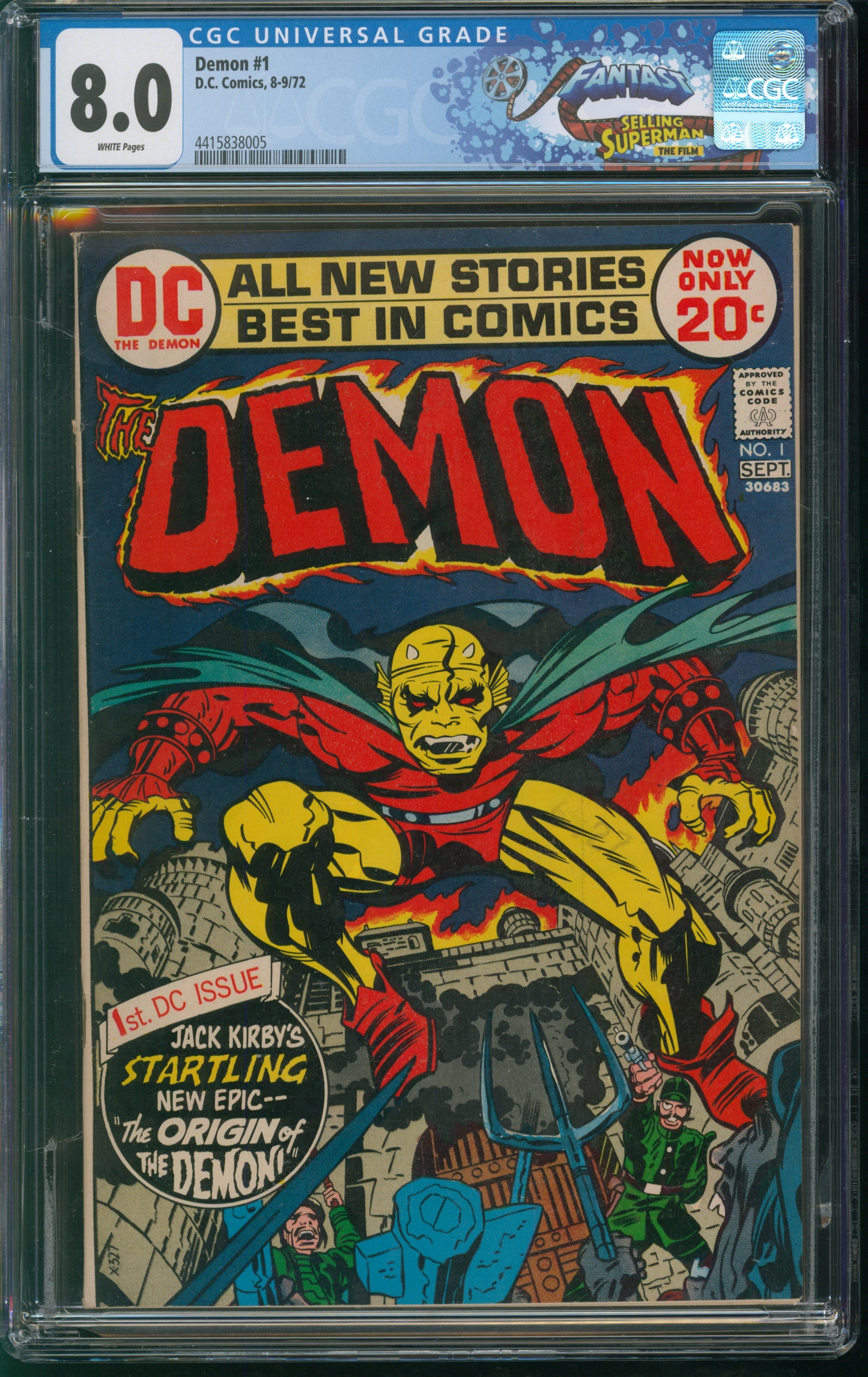 D.C. Comics Marvel Demon #1 8-9/72 FANTAST CGC 8.0 White Pages