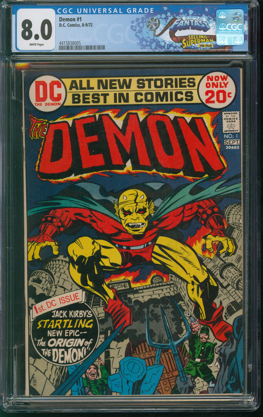D.C. Comics Marvel Demon #1 8-9/72 FANTAST CGC 8.0 White Pages