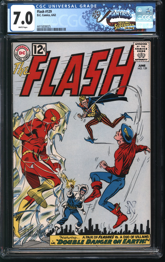 D.C. Comics Flash #129 6/62 FANTAST CGC 7.0 White Pages