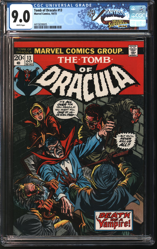 Marvel Comics Tomb of Dracula 13 10/73 FANTAST CGC 9.0 White Pages