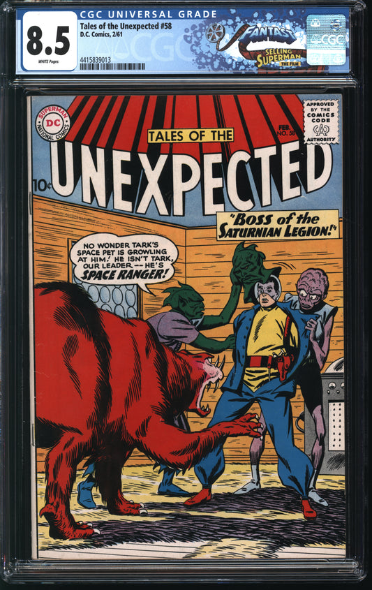 DC Comics Tales of the Unexpected 58 2/61 FANTAST CGC 8.5 White Pages