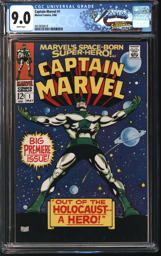 Marvel Comics Captain Marvel 1 5/68 FANTAST CGC 9.0 White Pages