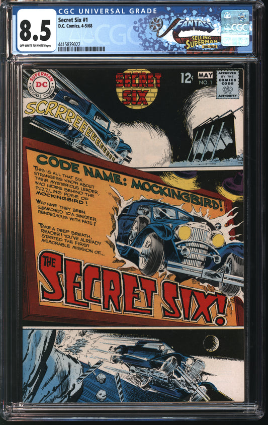 DC Comics Secret Six 1 5/68 FANTAST CGC 8.5 Off White to White Pages