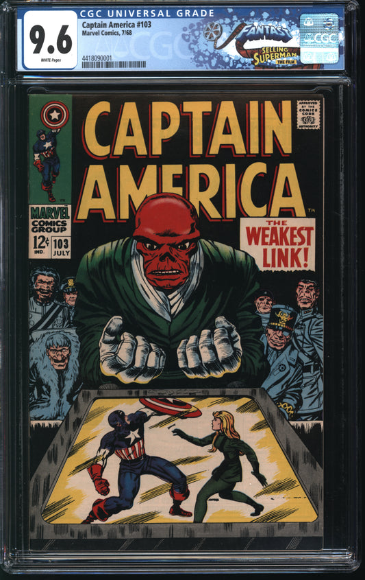 Marvel Comics Captain America #103 7/68 FANTAST CGC 9.6 White Pages