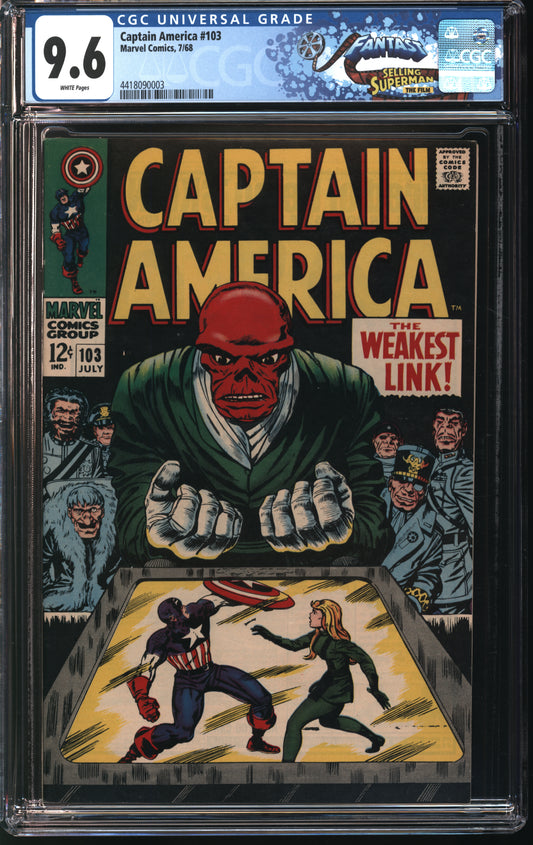 Marvel Comics Captain America 103 7/68 FANTAST CGC 9.6 White Pages