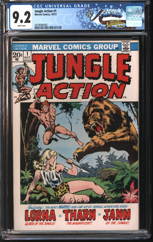 Marvel Comics Jungle Action 1 10/72 FANTAST CGC 9.2 White Pages