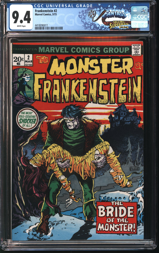 Marvel Comics Frankenstein 2 3/73 FANTAST CGC 9.4 White Pages