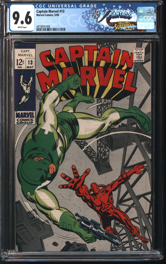 Marvel Comics Captain Marvel 13 5/69 FANTAST CGC 9.6 White Pages