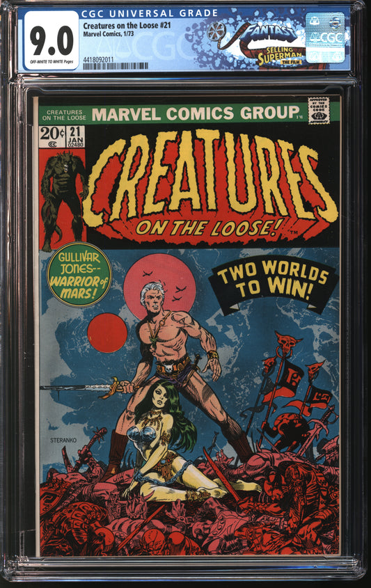 Marvel Comics Creatures on the Loose 21 1/73 FANTAST CGC 9.0 Off White to White Pages