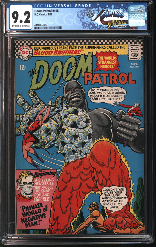 DC Comics Doom Patrol 106 9/66 FANTAST CGC 9.2 Off White to White Pages