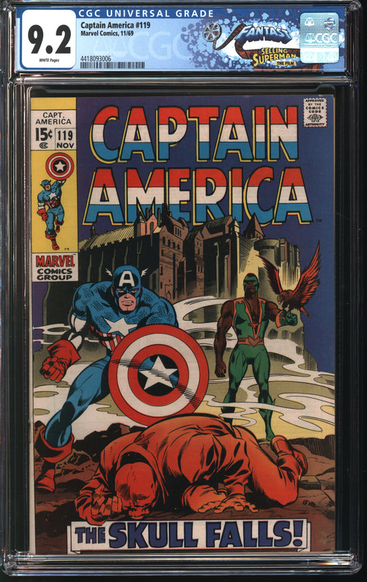 Marvel Comics Captain America 119 11/69 FANTAST CGC 9.2 White Pages