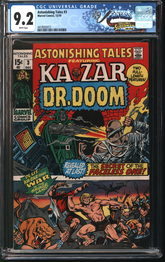 Marvel Comics Astonishing Tales 3 12/70 FANTAST CGC 9.2 White Pages