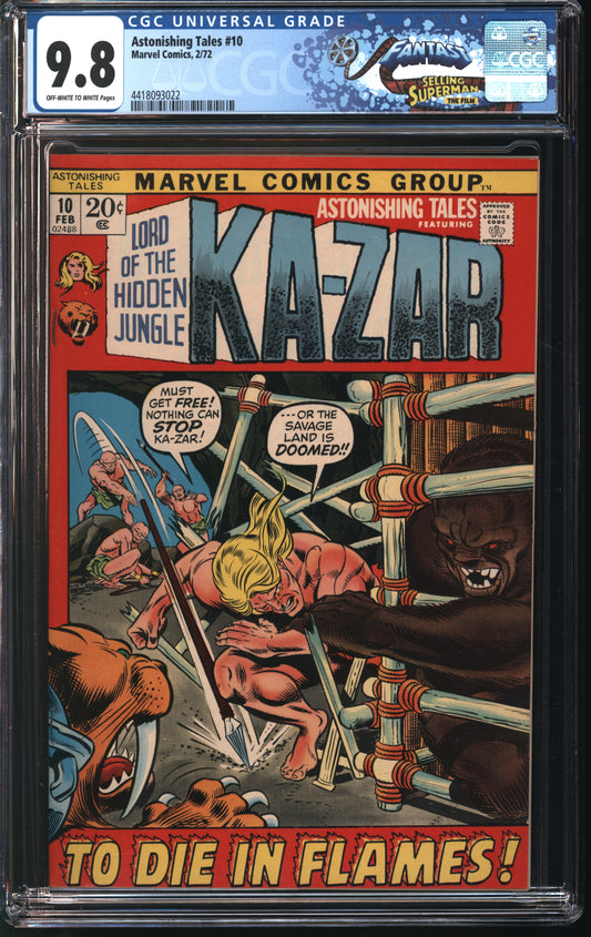 Marvel Comics Astonishing Tales 10 2/72 FANTAST CGC 9.8 White Pages