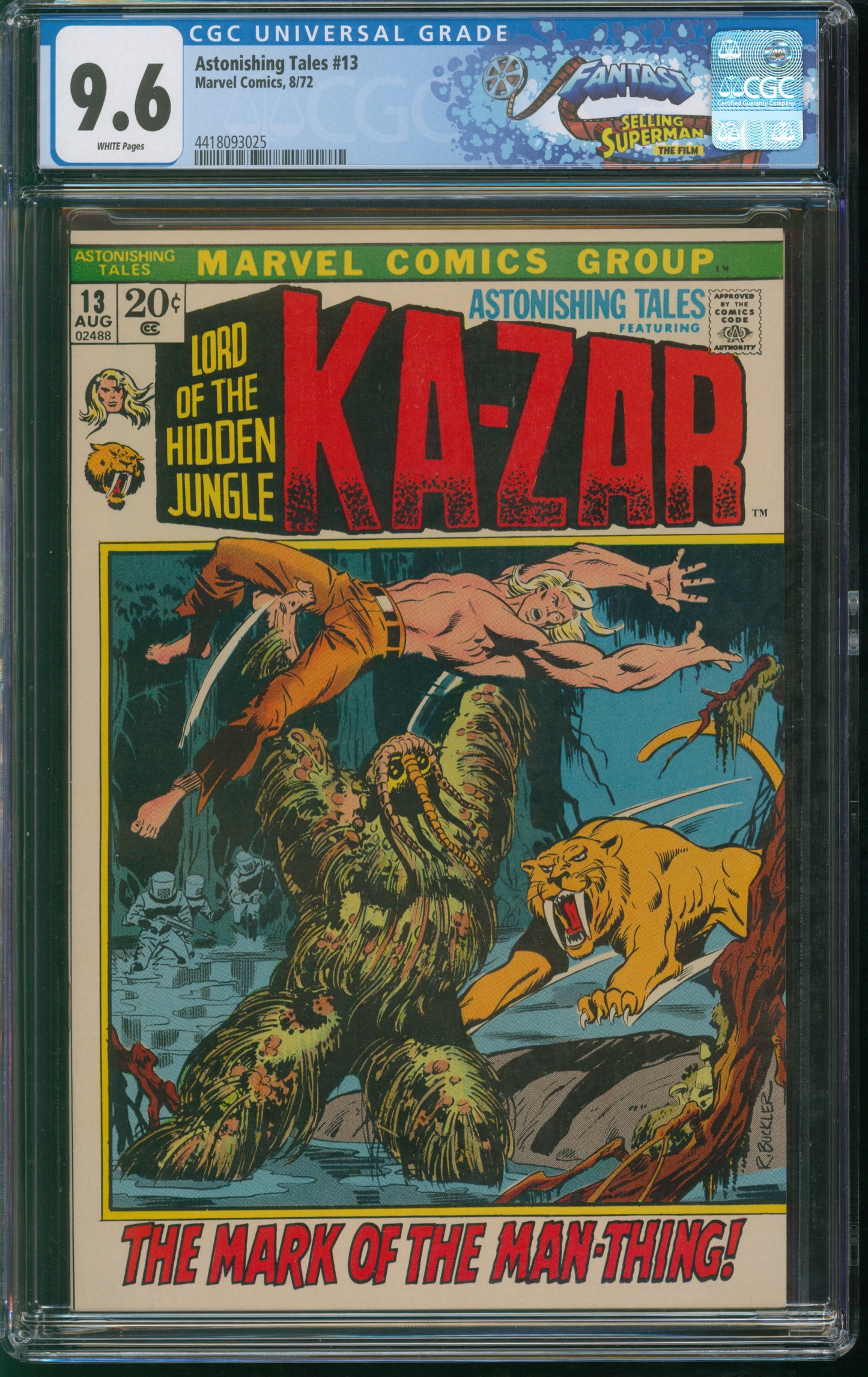 Marvel Comics Astonishing Tales #13 8/72 FANTAST CGC 9.6 White Pages