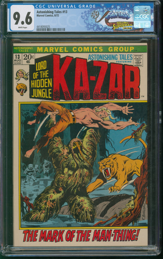 Marvel Comics Astonishing Tales #13 8/72 FANTAST CGC 9.6 White Pages
