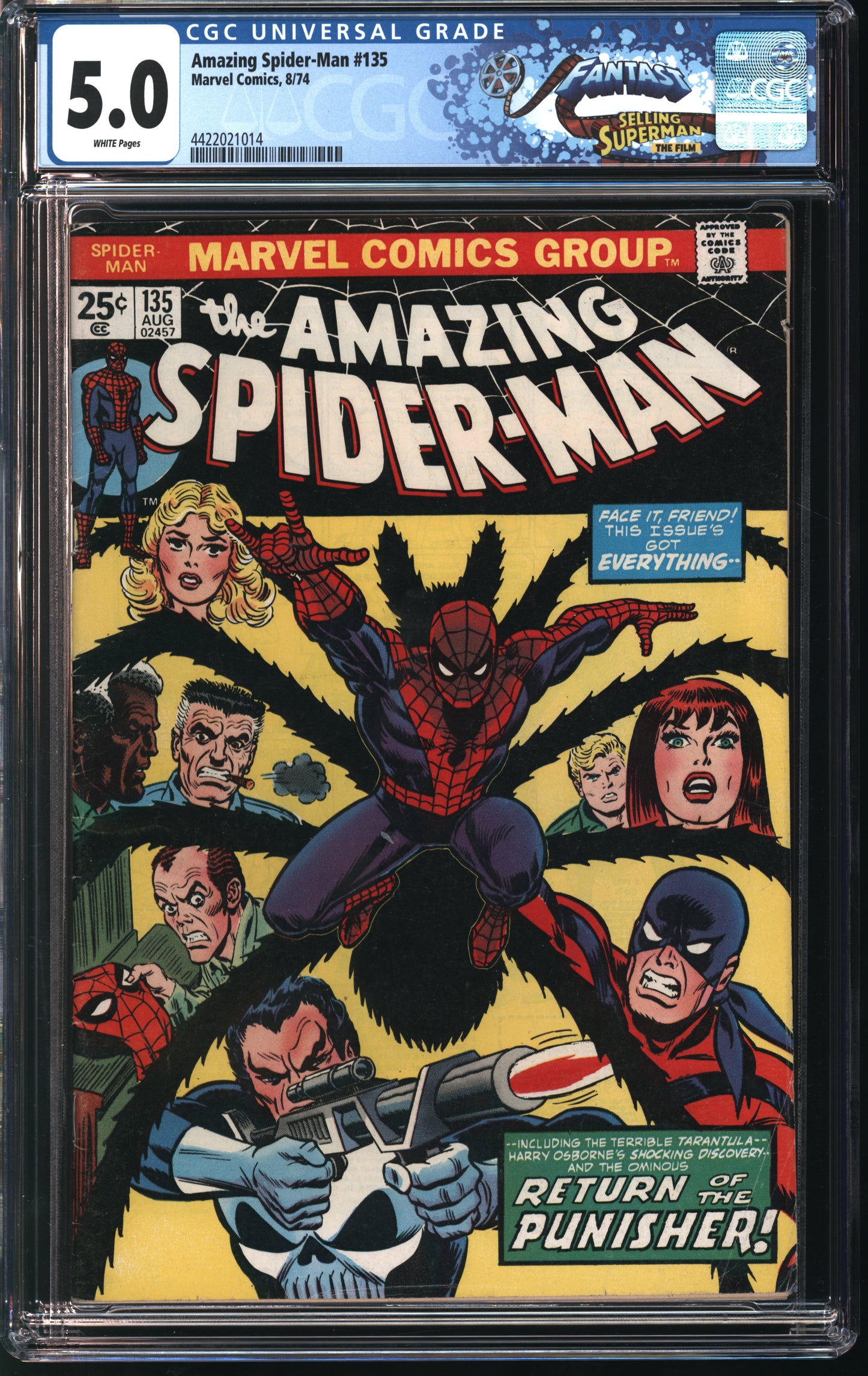 Marvel Comics Amazing Spider-Man 135 8/74 FANTAST CGC 5.0 White pages