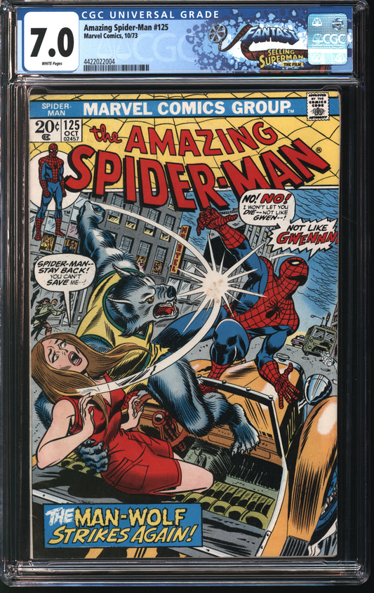 Marvel Comics Amazing Spider-Man 125 10/73 FANTAST CGC 7.0 White Pages