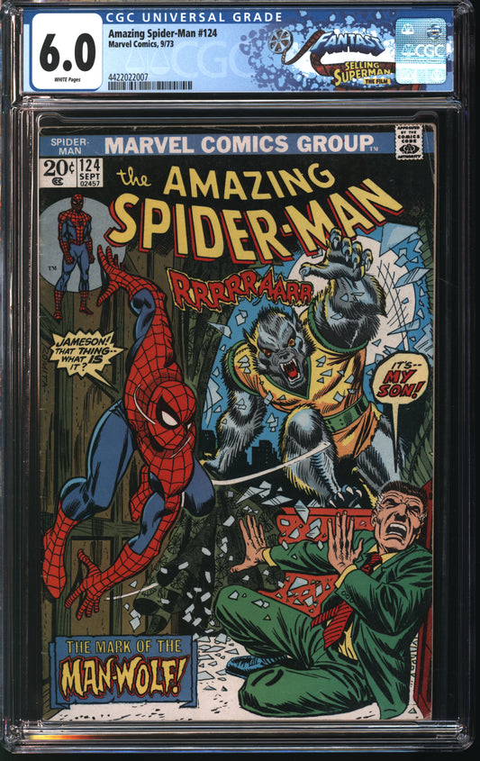 Marvel Comics Amazing Spider-Man 124 9/73 FANTAST CGC 6.0 White Pages