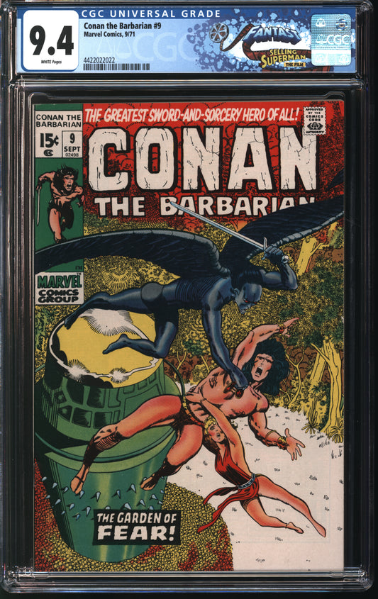 Marvel Comics Conan the Barbarian 9 9/71 FANTAST CGC 9.4 White Pages