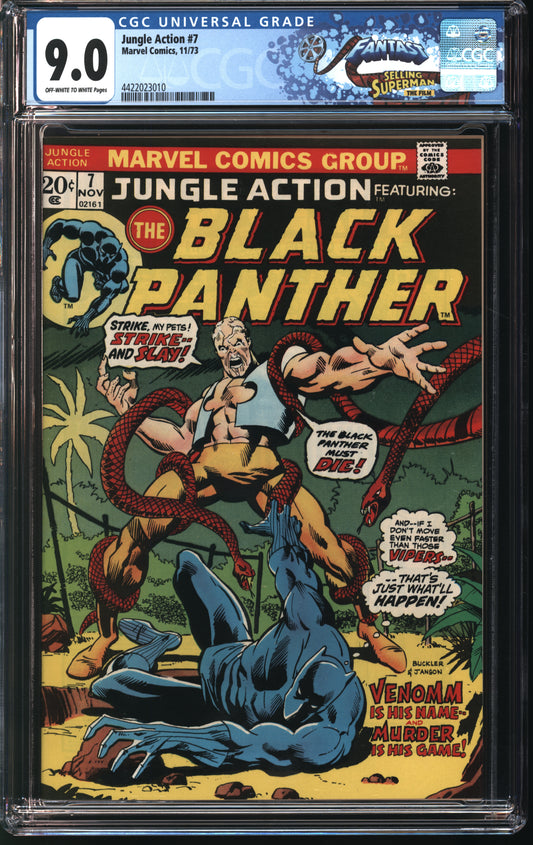 Marvel Comics Jungle Action 7 11/73 FANTAST CGC 9.0 Off White to White Pages