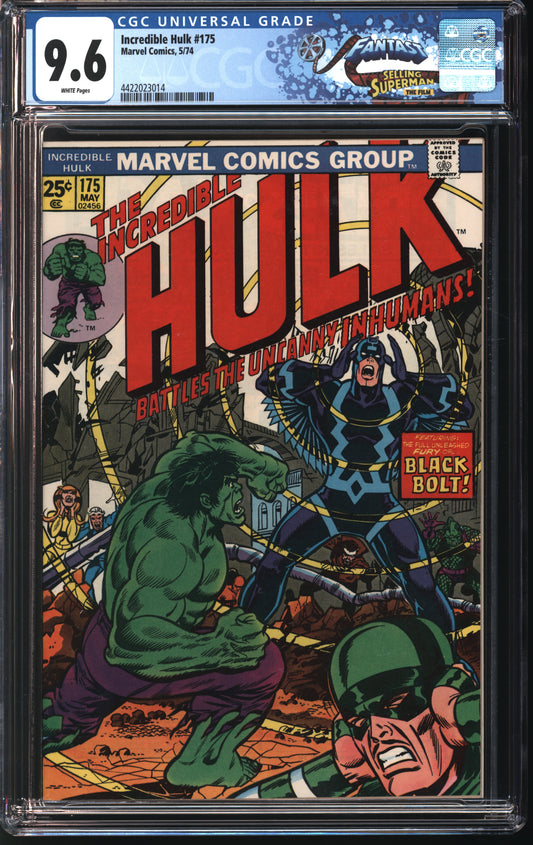 Marvel Comics Incredible Hulk 175 5/74 FANTAST CGC 9.6 White pages