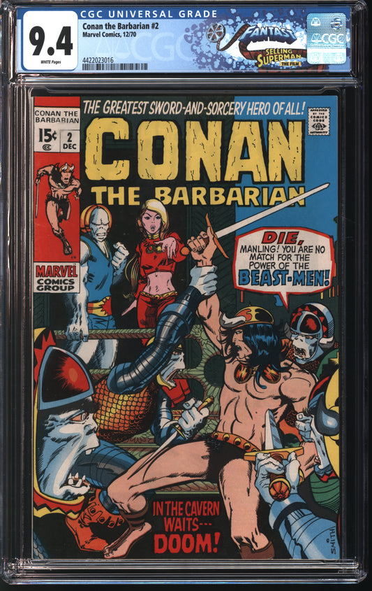 Marvel Comics Conan the Barbarian 2 12/70 FANTAST CGC 9.4 White pages